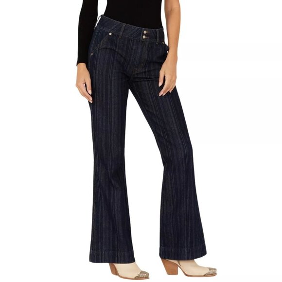 Rock & Roll Denim Women's High Rise Flare Trouser Jeans Size 31 x 36 Western - Picture 1 of 13